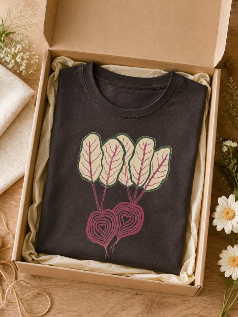 Hand-Printed Beet Graphic Tee 🥬🌿 | Softstyle Cotton Vegetable Shirt